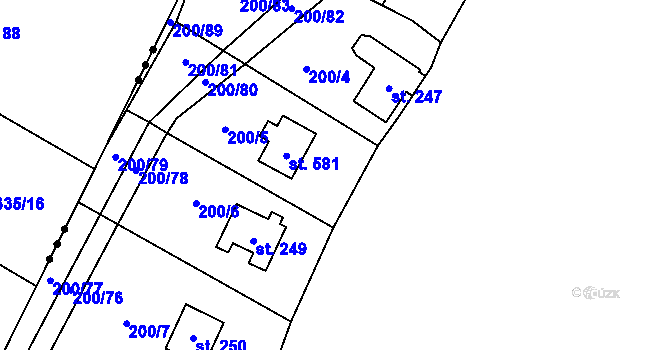 Parcela st. 248 v KÚ Úhonice, Katastrální mapa
