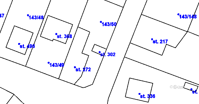 Parcela st. 302 v KÚ Úhonice, Katastrální mapa