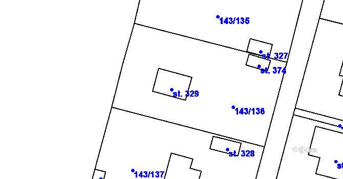 Parcela st. 329 v KÚ Úhonice, Katastrální mapa