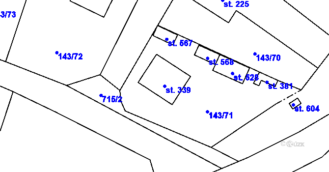 Parcela st. 339 v KÚ Úhonice, Katastrální mapa