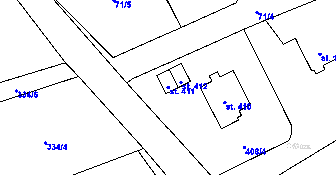 Parcela st. 411 v KÚ Úhonice, Katastrální mapa