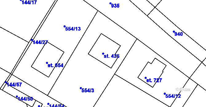 Parcela st. 425 v KÚ Úhonice, Katastrální mapa