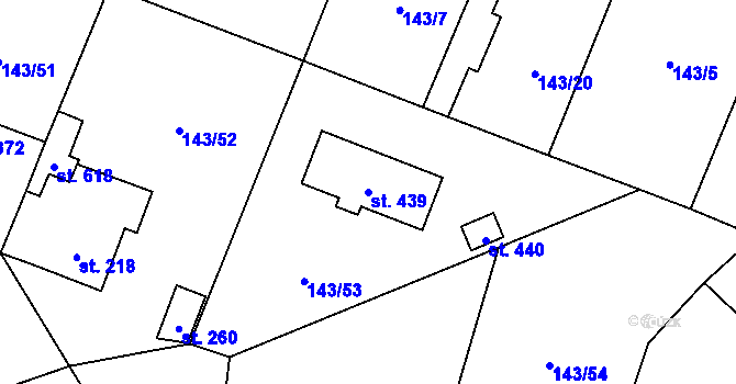 Parcela st. 439 v KÚ Úhonice, Katastrální mapa