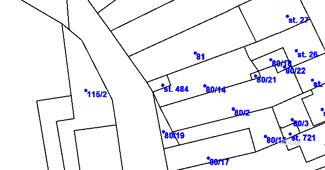 Parcela st. 484 v KÚ Úhonice, Katastrální mapa