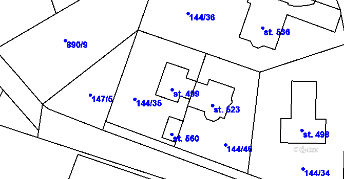 Parcela st. 499 v KÚ Úhonice, Katastrální mapa