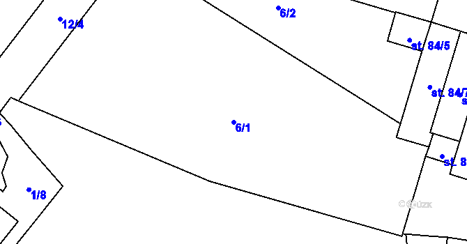 Parcela st. 6/1 v KÚ Úhonice, Katastrální mapa
