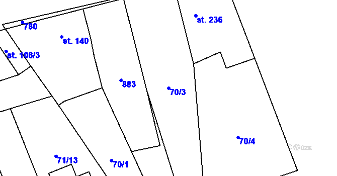 Parcela st. 70/3 v KÚ Úhonice, Katastrální mapa