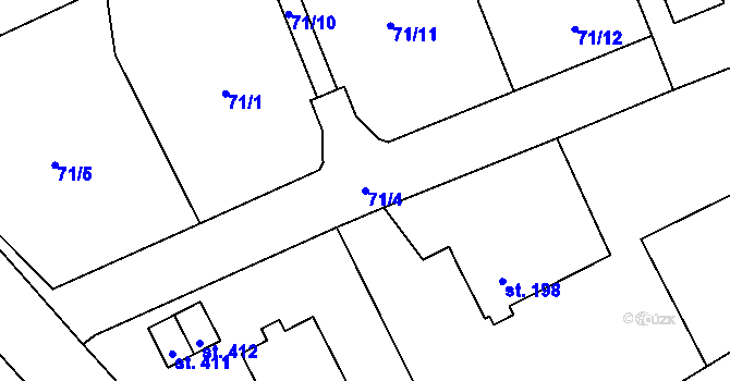 Parcela st. 71/4 v KÚ Úhonice, Katastrální mapa