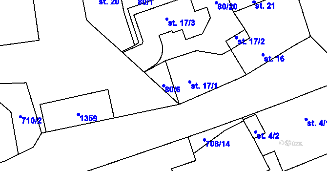 Parcela st. 80/6 v KÚ Úhonice, Katastrální mapa