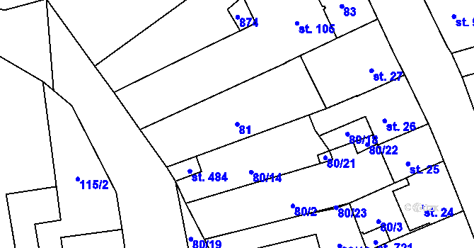 Parcela st. 81 v KÚ Úhonice, Katastrální mapa