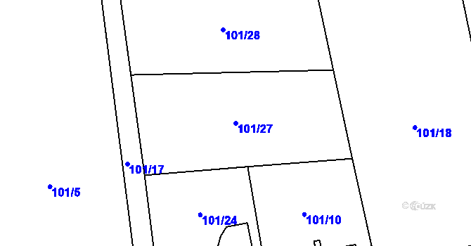 Parcela st. 101/27 v KÚ Úhonice, Katastrální mapa