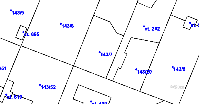 Parcela st. 143/7 v KÚ Úhonice, Katastrální mapa