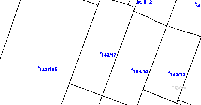 Parcela st. 143/17 v KÚ Úhonice, Katastrální mapa