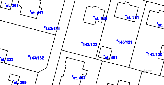 Parcela st. 143/122 v KÚ Úhonice, Katastrální mapa