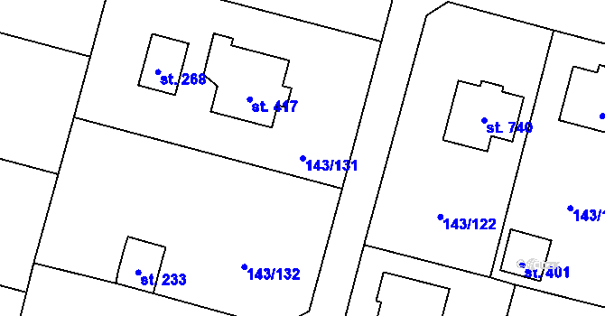 Parcela st. 143/131 v KÚ Úhonice, Katastrální mapa