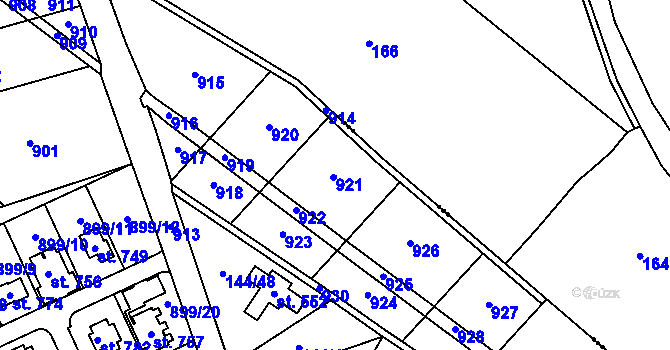 Parcela st. 145/1 v KÚ Úhonice, Katastrální mapa