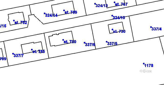 Parcela st. 337 v KÚ Úhonice, Katastrální mapa