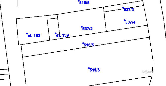 Parcela st. 515/5 v KÚ Úhonice, Katastrální mapa