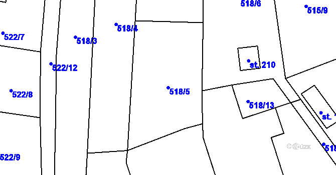 Parcela st. 518/5 v KÚ Úhonice, Katastrální mapa
