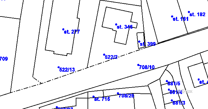 Parcela st. 522/2 v KÚ Úhonice, Katastrální mapa