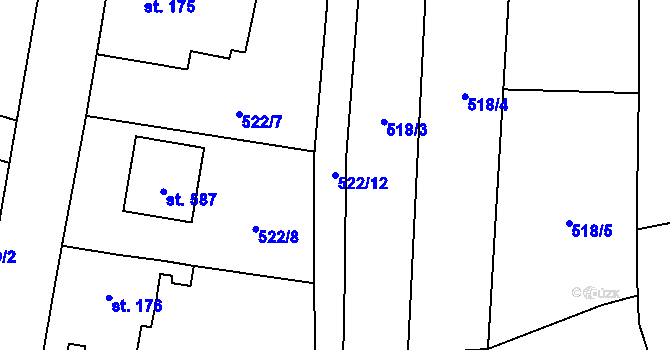 Parcela st. 522/12 v KÚ Úhonice, Katastrální mapa