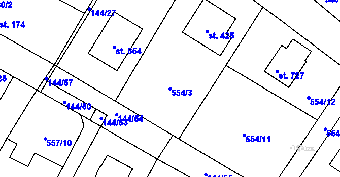 Parcela st. 554/3 v KÚ Úhonice, Katastrální mapa
