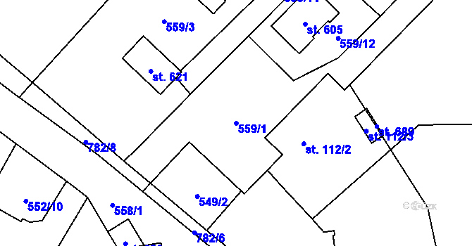 Parcela st. 559/1 v KÚ Úhonice, Katastrální mapa