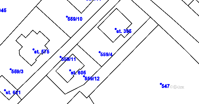 Parcela st. 559/4 v KÚ Úhonice, Katastrální mapa