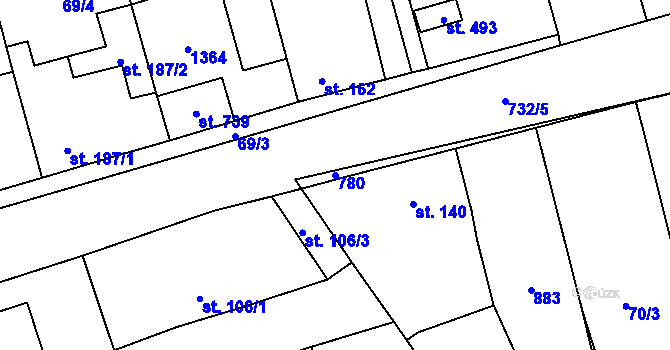 Parcela st. 780 v KÚ Úhonice, Katastrální mapa