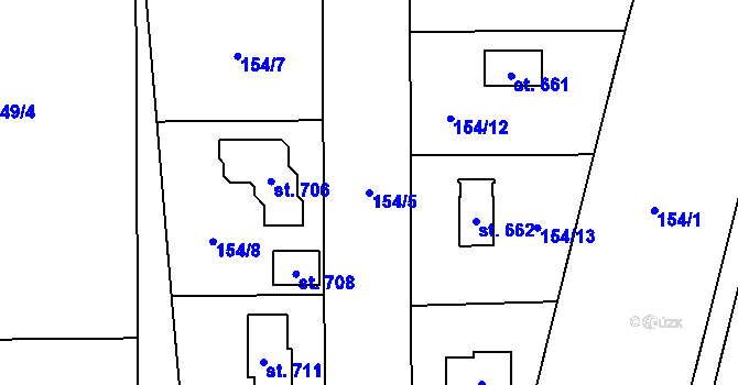 Parcela st. 154/5 v KÚ Úhonice, Katastrální mapa