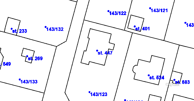 Parcela st. 447 v KÚ Úhonice, Katastrální mapa