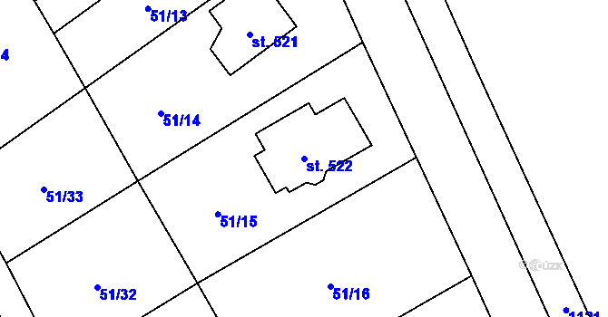 Parcela st. 522 v KÚ Úhonice, Katastrální mapa