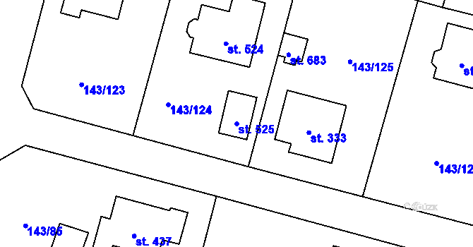 Parcela st. 525 v KÚ Úhonice, Katastrální mapa