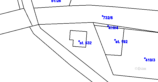 Parcela st. 532 v KÚ Úhonice, Katastrální mapa