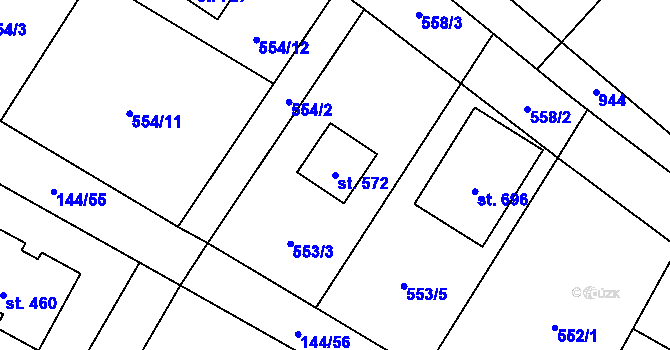 Parcela st. 572 v KÚ Úhonice, Katastrální mapa