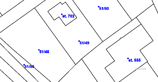 Parcela st. 51/49 v KÚ Úhonice, Katastrální mapa