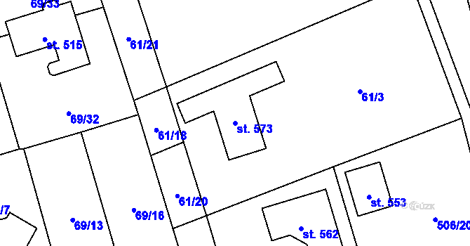 Parcela st. 573 v KÚ Úhonice, Katastrální mapa