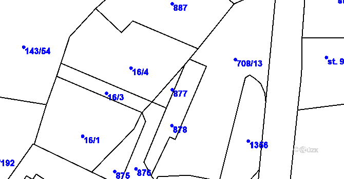 Parcela st. 877 v KÚ Úhonice, Katastrální mapa