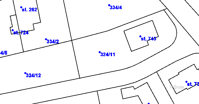 Parcela st. 324/11 v KÚ Úhonice, Katastrální mapa