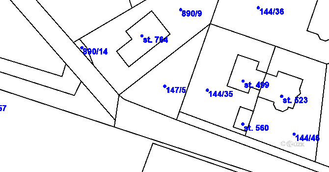 Parcela st. 147/5 v KÚ Úhonice, Katastrální mapa