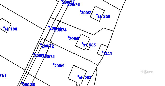 Parcela st. 585 v KÚ Úhonice, Katastrální mapa