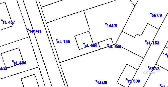 Parcela st. 586 v KÚ Úhonice, Katastrální mapa