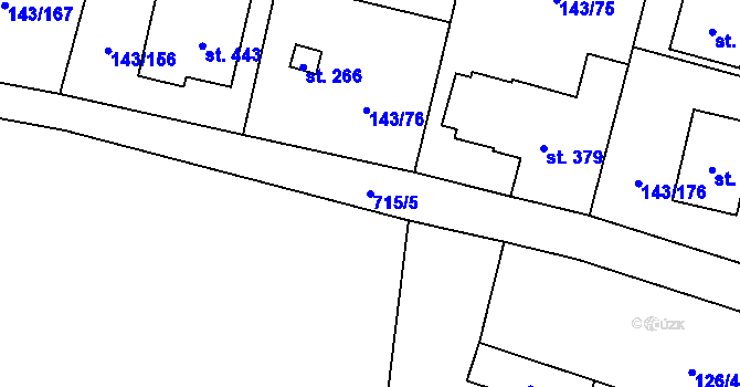 Parcela st. 715/5 v KÚ Úhonice, Katastrální mapa