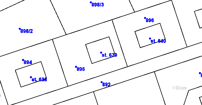 Parcela st. 639 v KÚ Úhonice, Katastrální mapa
