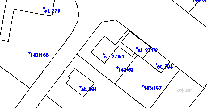 Parcela st. 271/1 v KÚ Úhonice, Katastrální mapa