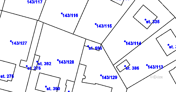 Parcela st. 695 v KÚ Úhonice, Katastrální mapa