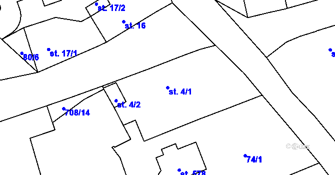 Parcela st. 4/1 v KÚ Úhonice, Katastrální mapa
