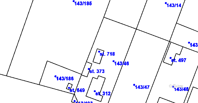 Parcela st. 718 v KÚ Úhonice, Katastrální mapa