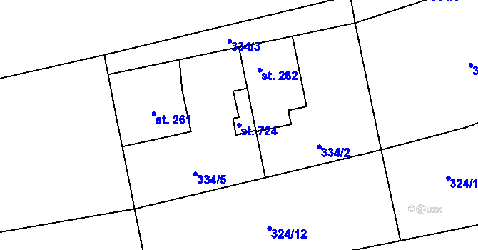 Parcela st. 724 v KÚ Úhonice, Katastrální mapa
