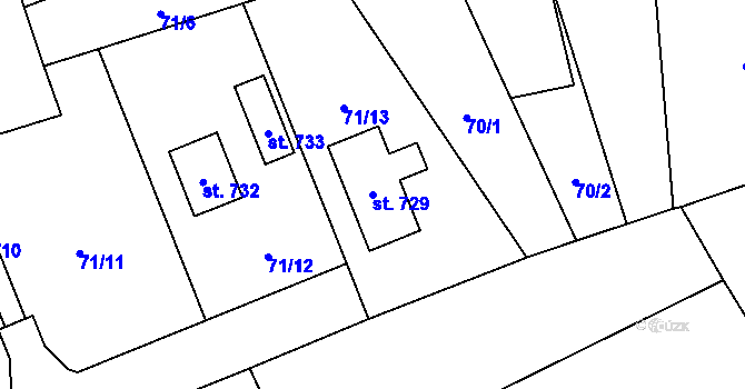 Parcela st. 729 v KÚ Úhonice, Katastrální mapa
